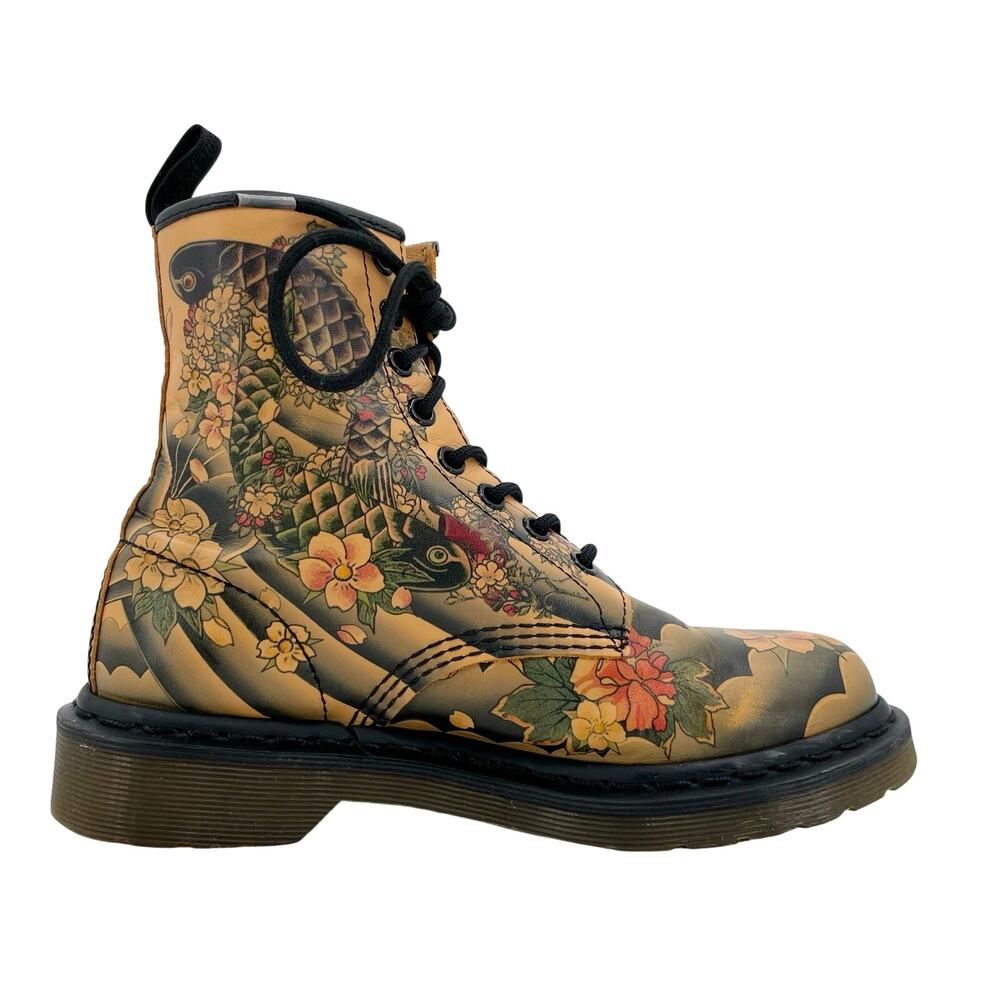 Dr. Martens x Evisu Wagara 1460 Tattoo Sleeve Japanese Koi Fish Boots Size US 7 - Picture 4 of 15